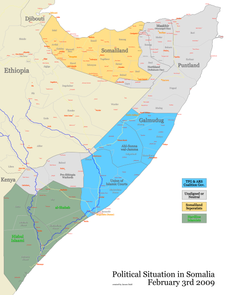 Map of varying political regions of Somalia (click to enlarge)