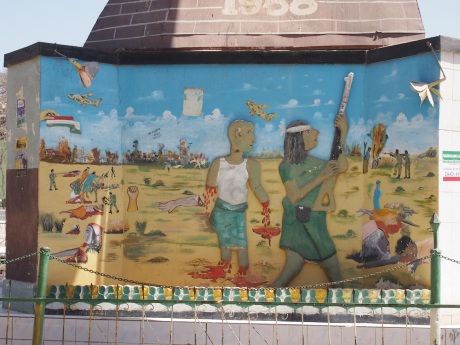 Close-up of the MiG monument mural.