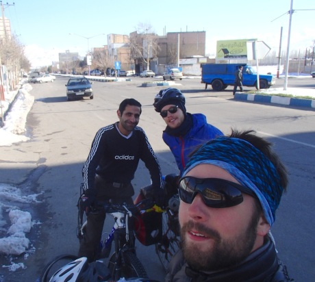 Akbar, Jonas and I on our way out of Marand, Iran.
